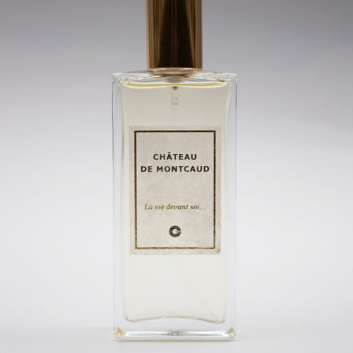 Étiquette en soie Sericyne marquée à chaud - Parfum du Château de Montcaud